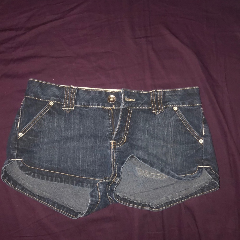 Blue denim booty shorts